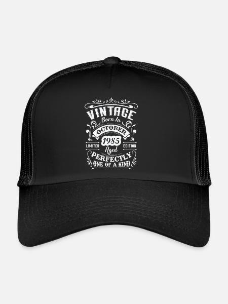 Rétro cadeau anniversaire, Vintage en octobre 1985 - Casquette trucker - noir/noir