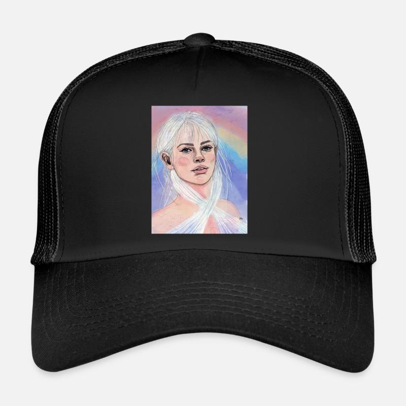 Frau mit Regenbogen - Trucker Cap - Schwarz/Schwarz
