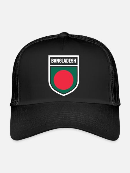 Bangladesh - Drapeau national dans les armoiries - Casquette trucker  - noir/noir - Devant