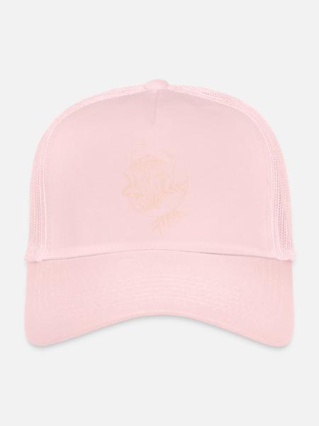 Champignons au clair de lune - Lineart - Casquette trucker  - rose pâle - Devant