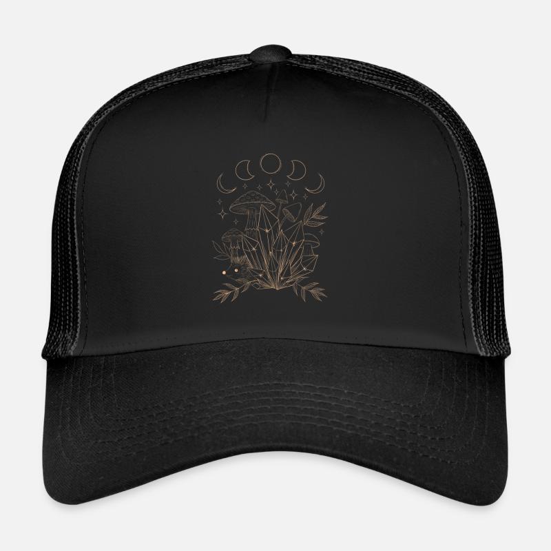 Igel im Traumland - Lineart - Trucker Cap - Schwarz/Schwarz