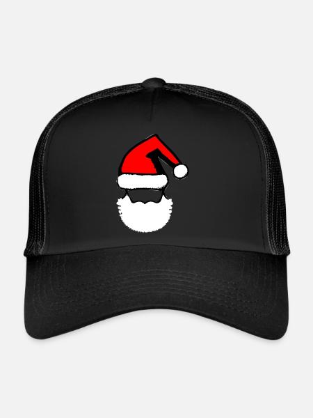 Christmas Hat Santa Claus Christmas Vector - Trucker Cap - black/black - Front