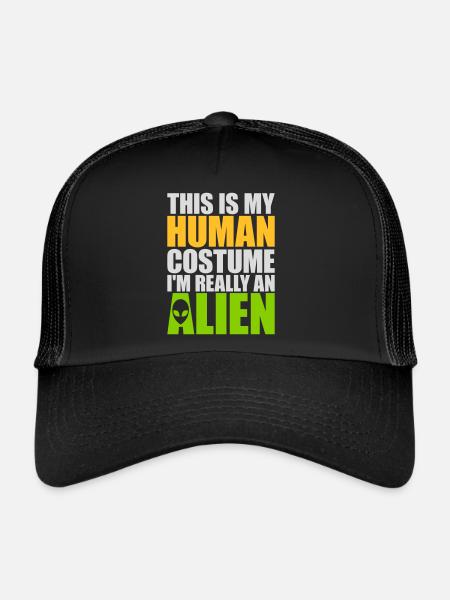 Citation extraterrestre de costume humain - Casquette trucker  - noir/noir - Devant