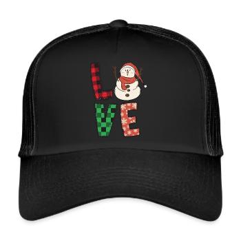 Ich liebe Weihnachten Schneemann - Trucker Cap - Schwarz/Schwarz - Vorne