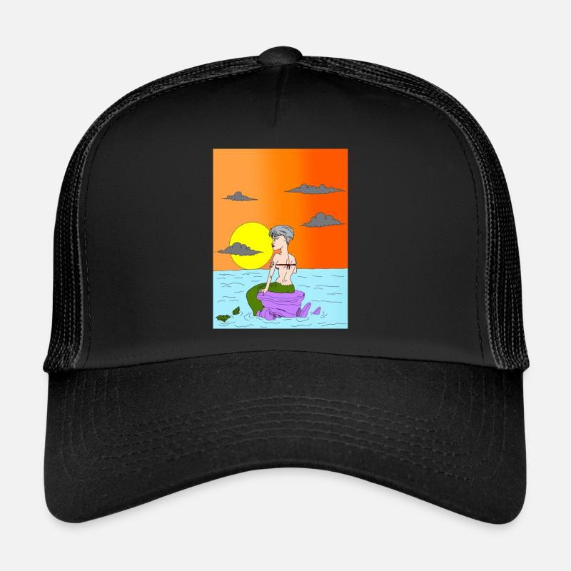 Paysage de sirène - Casquette trucker  - noir/noir