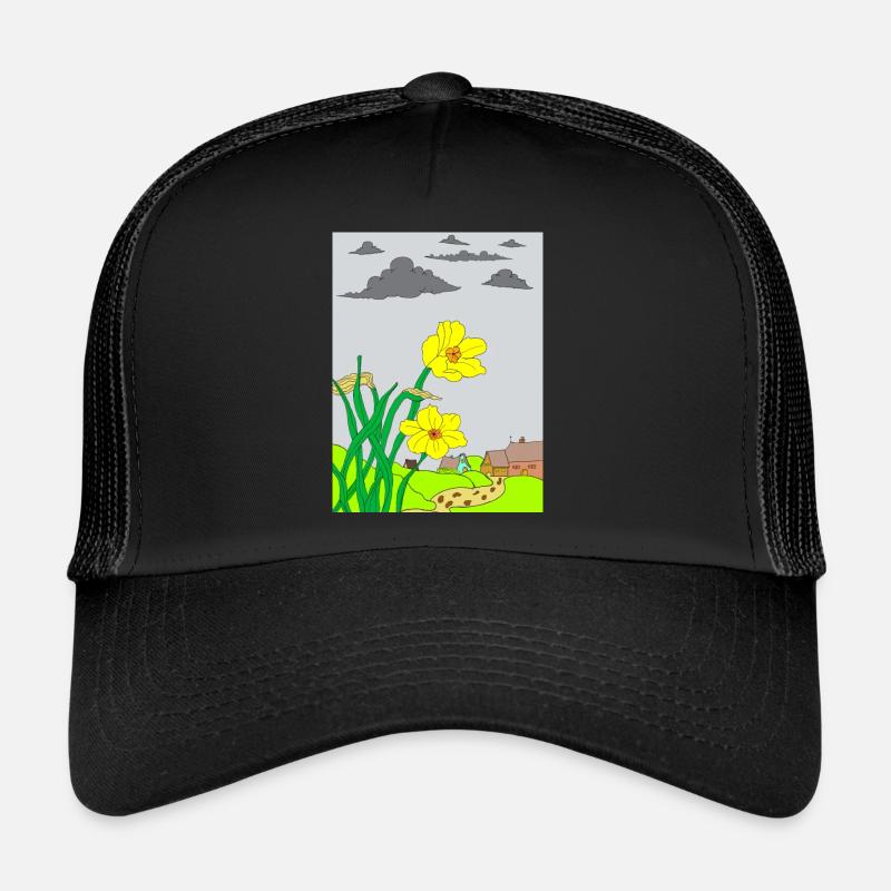 Tableau de fleurs - Casquette trucker  - noir/noir