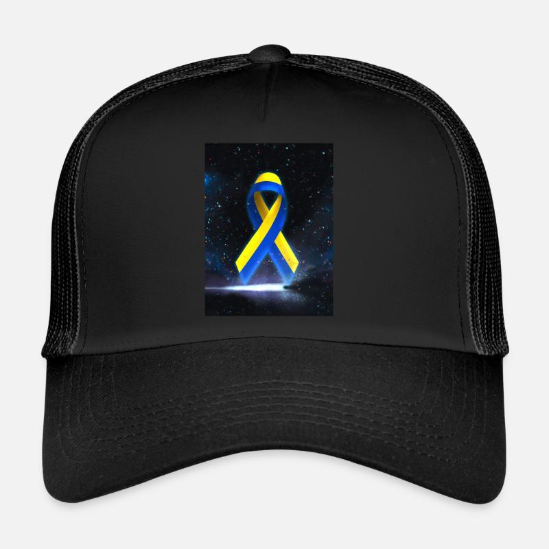 Ukraine Friedensschleife - Trucker Cap - Schwarz/Schwarz