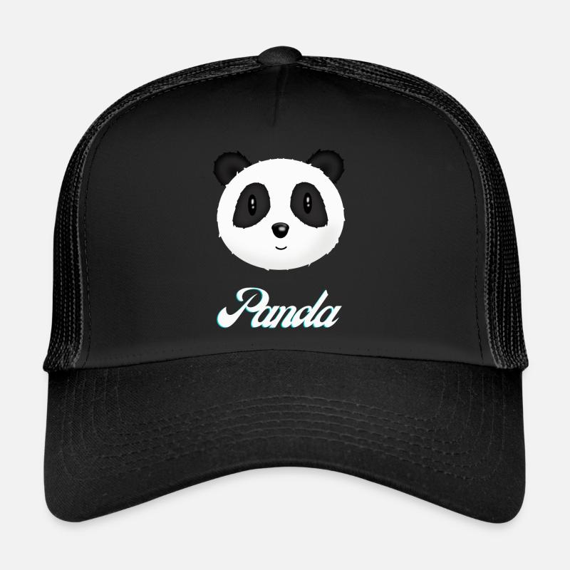 Panda Design Panda Kopf Weiss Schwarz Panda Bär - Trucker Cap - Schwarz/Schwarz