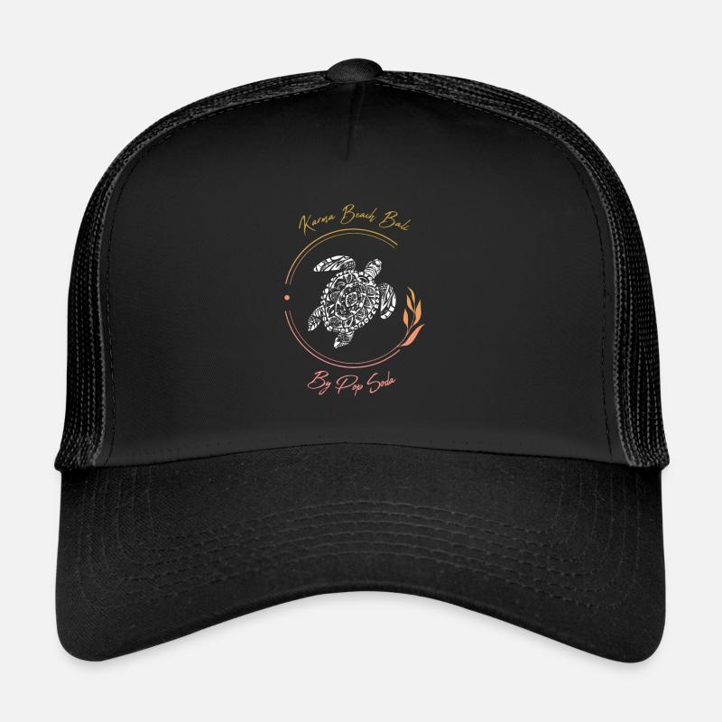 Turtle Karma Beach gelb orange - Trucker Cap - Schwarz/Schwarz
