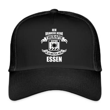 Therapie "Essen" - Trucker Cap - Schwarz/Schwarz - Vorne