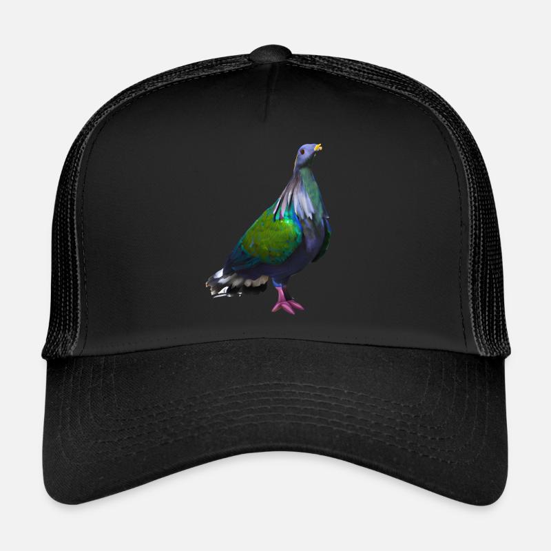 Kragentaube Illustration - Trucker Cap - Schwarz/Schwarz