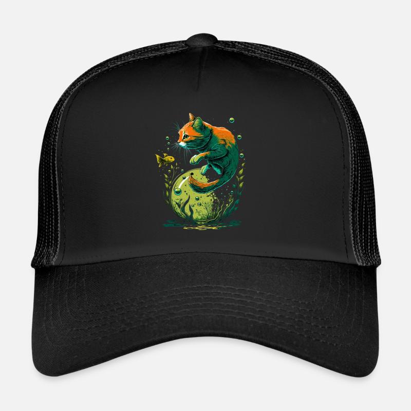Fantasy Cat Playing with Gold Fish Trucker Cap