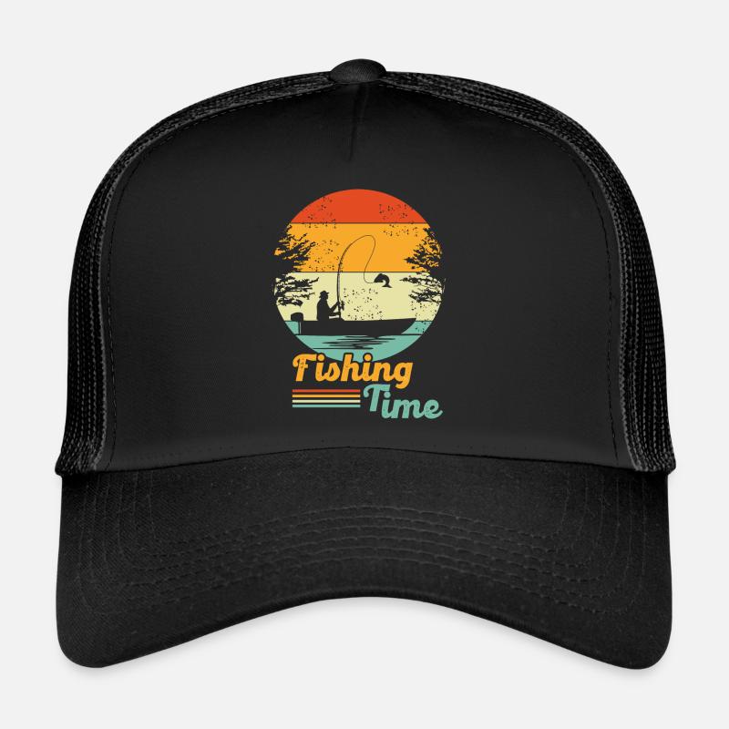 Temps de pêche, pêcheur, pêcheur, pêcheur - Casquette trucker  - noir/noir