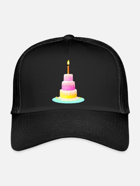 Birthday Baby Birthday Cake Birthday Party - Trucker Cap - black/black - Front