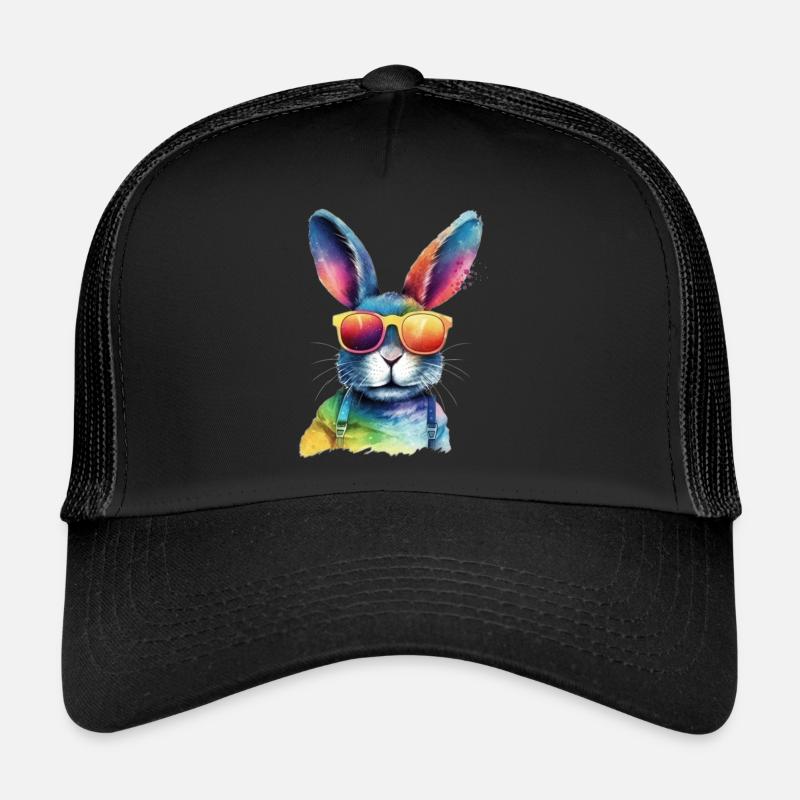 Lapin coloré cool - lapin avec des lunettes de soleil Casquette trucker 