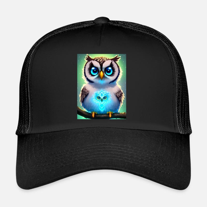 Süße Eule mit leichtender neon Aura & großen Augen Trucker Cap
