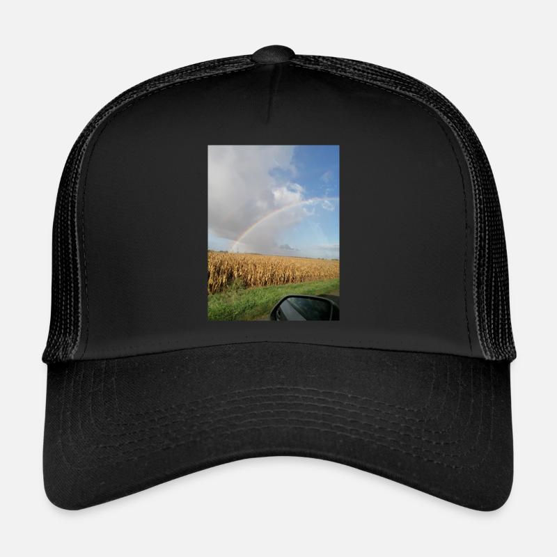 Rainbow on the road and wheat fields - Trucker Cap - black/black