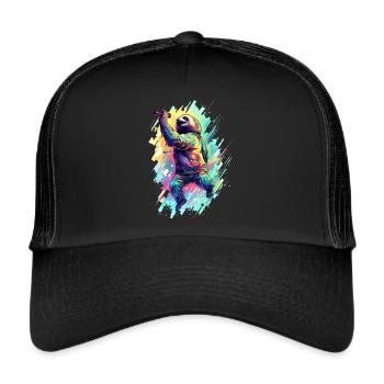 Singendes Faultier - Trucker Cap - Schwarz/Schwarz - Vorne
