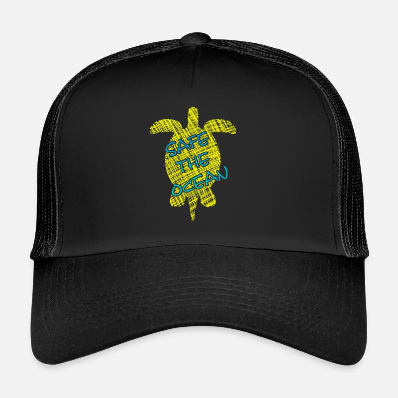 Save the Ocean, Turtle, Schildkröte - Trucker Cap - Schwarz/Schwarz