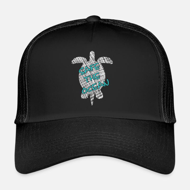 save the ocean, turtle, schildkröte - Trucker Cap - Schwarz/Schwarz