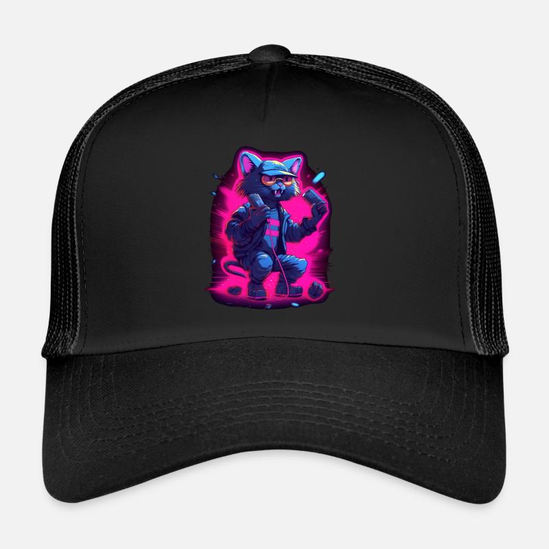 Singende Katze Mikrofon Trucker Cap