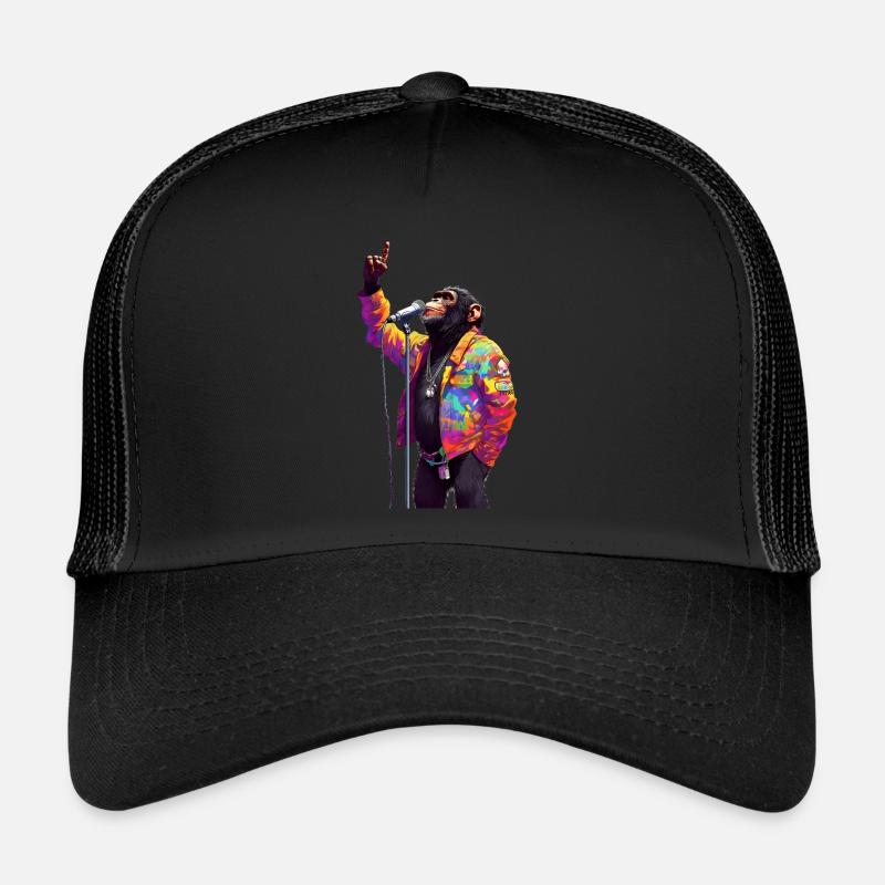 Singing monkey with microphone Trucker Cap