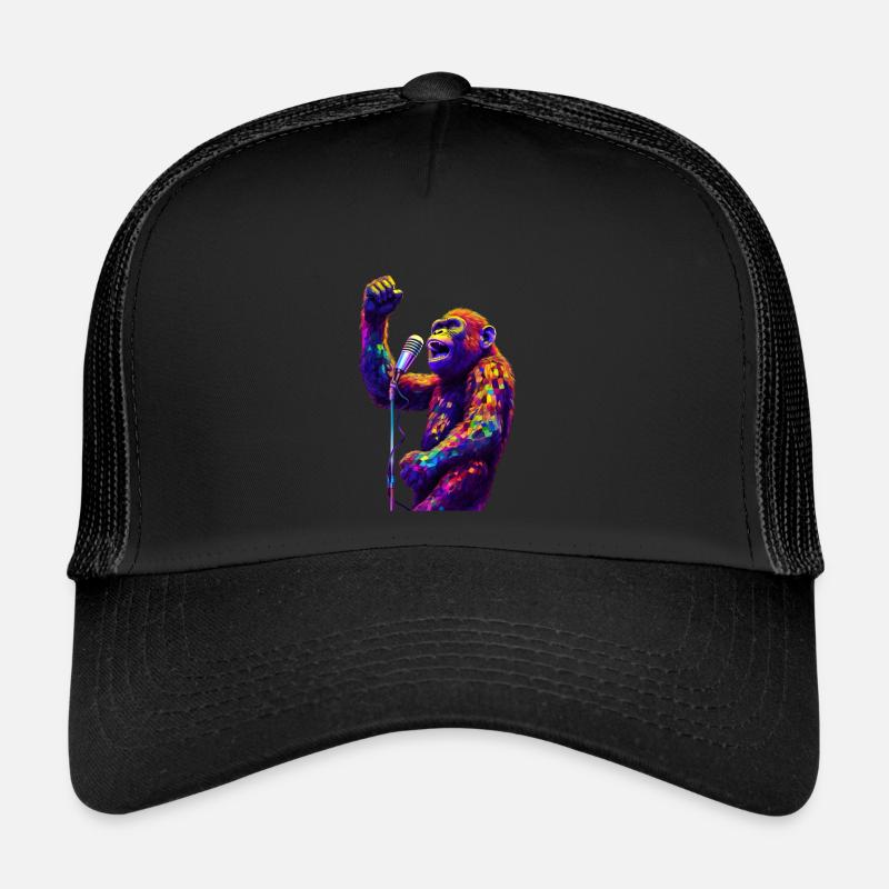 Singing monkey with microphone Trucker Cap