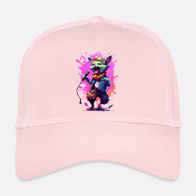 Singing cat with microphone Trucker Cap