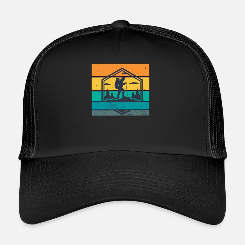 Wandern retro - Trucker Cap - Schwarz/Schwarz