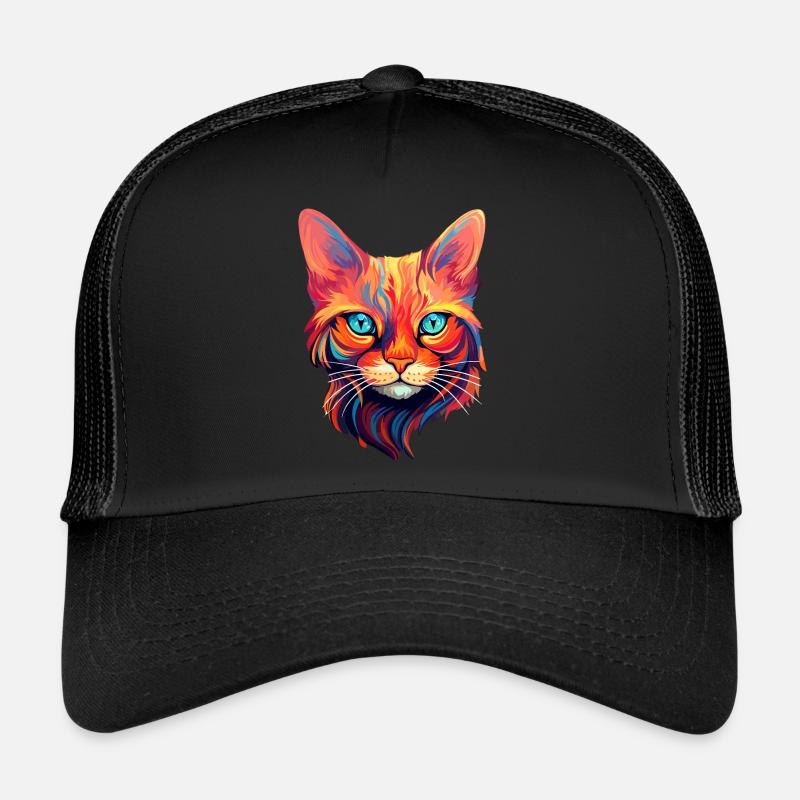 Katze Katzenkopf Katzenportrait - Trucker Cap - Schwarz/Schwarz