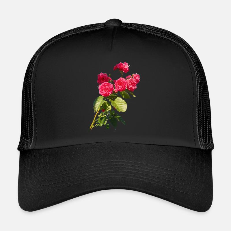 Roter Rosenstrauch - Trucker Cap - Schwarz/Schwarz