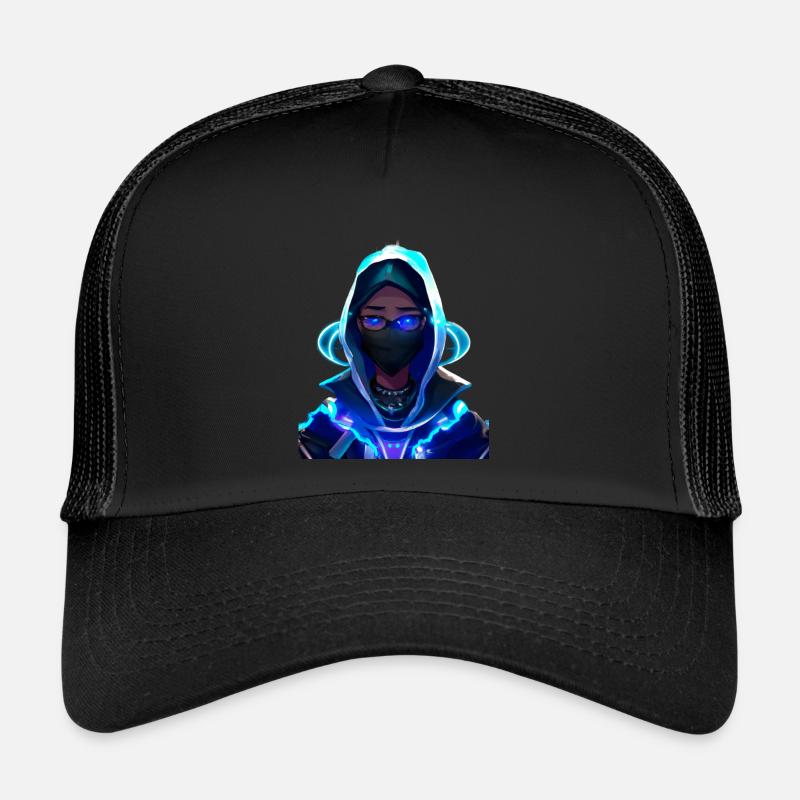 Blue Team Hacker Cyberpunk Digital Art Trucker Cap