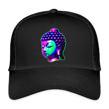 Tête de Bouddha aux couleurs des chakras - Casquette trucker  - noir/noir - Devant