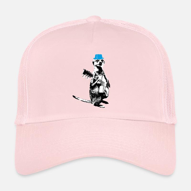 Suricate Guitariste White BG Cyan Hat Casquette trucker 