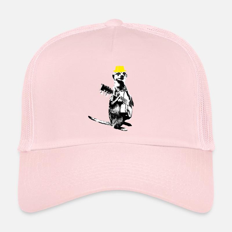 Suricate Guitariste Blanc BG Chapeau Jaune Casquette trucker 