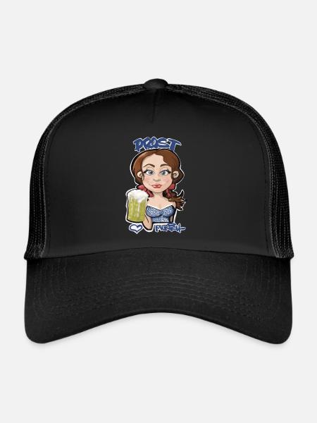 ❤️ Munich - Prost - Trucker Cap - Schwarz/Schwarz