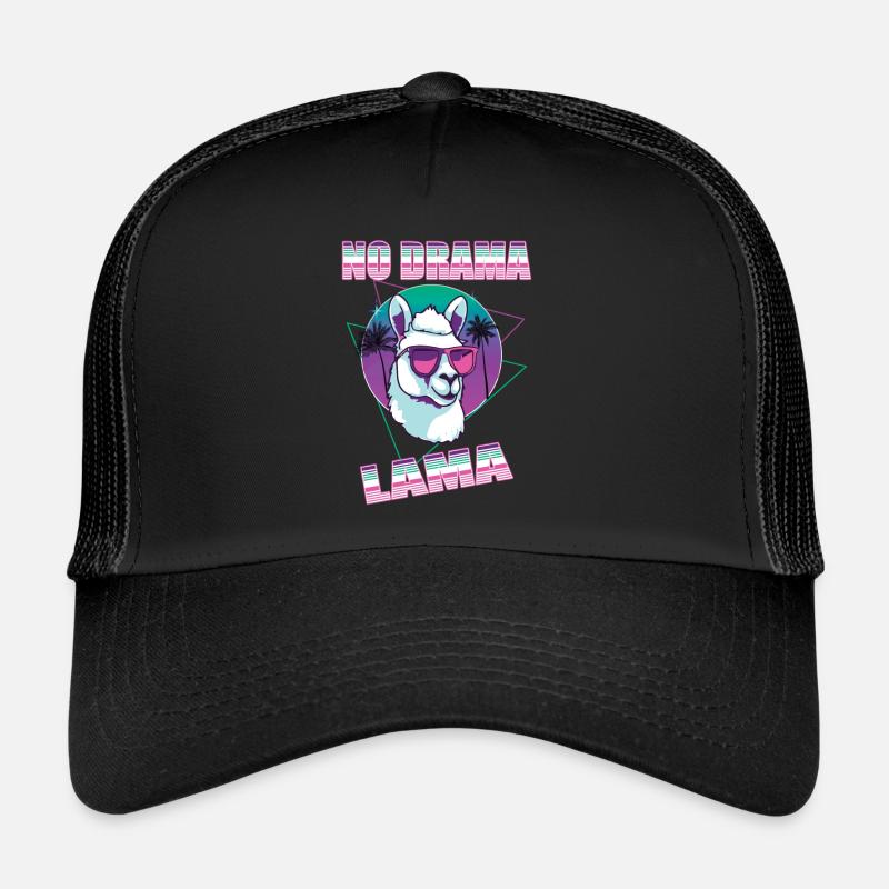 NO Drama Lama - Trucker Cap - Schwarz/Schwarz