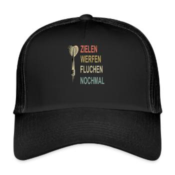 Zielen Werfen Fluchen Nochmal Dart - Trucker Cap - Schwarz/Schwarz - Vorne