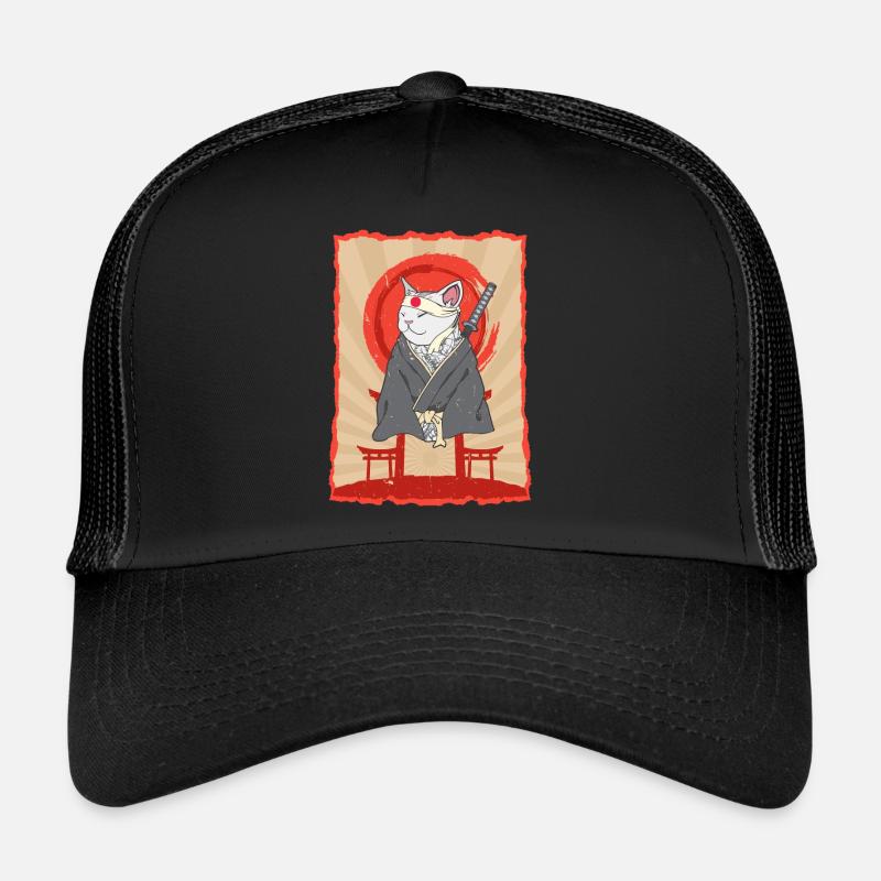 Samurai Japon Chat Torii Ninja Anime Cat Casquette trucker 