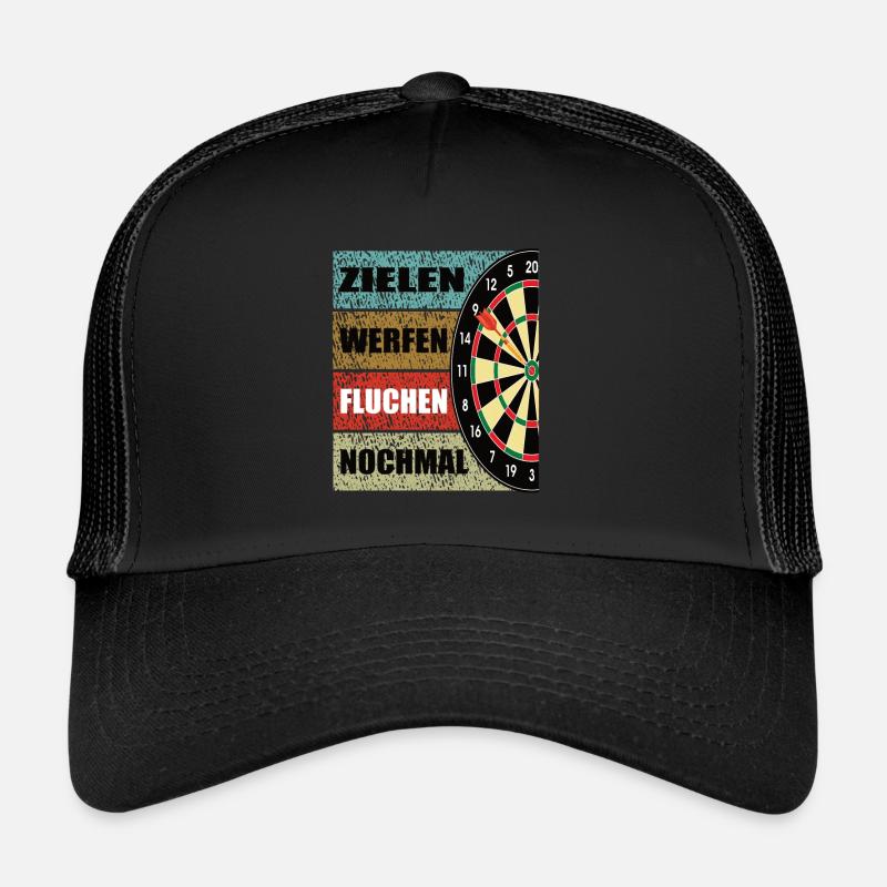 Zielen Werfen Fluchen Nochmal Dart Darts - Trucker Cap - Schwarz/Schwarz