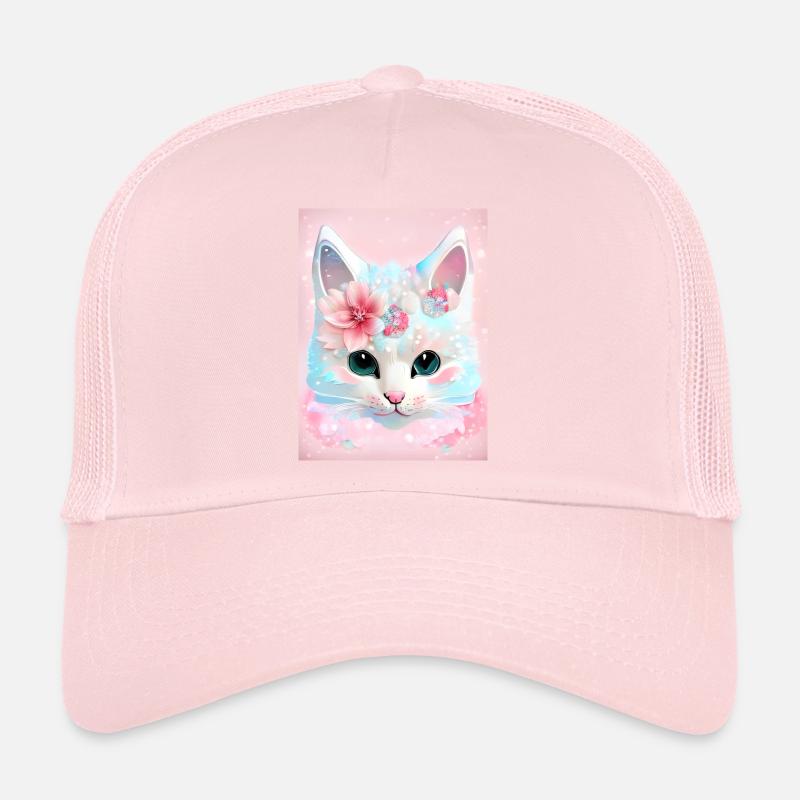 Chat blanc Casquette trucker 