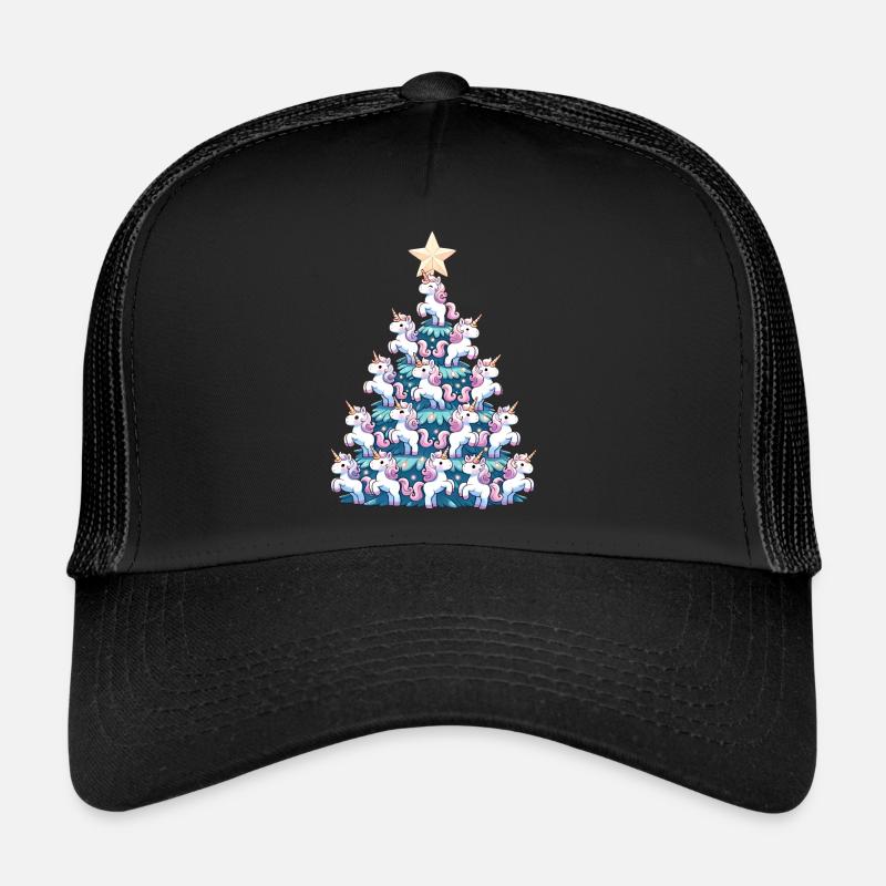 Unicorn Christmas Tree Design Trucker Cap