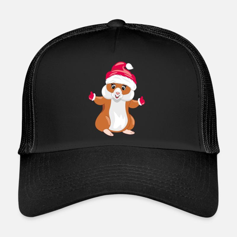 Hamster drôle avec bonnet de Noël et mitaines Casquette trucker 