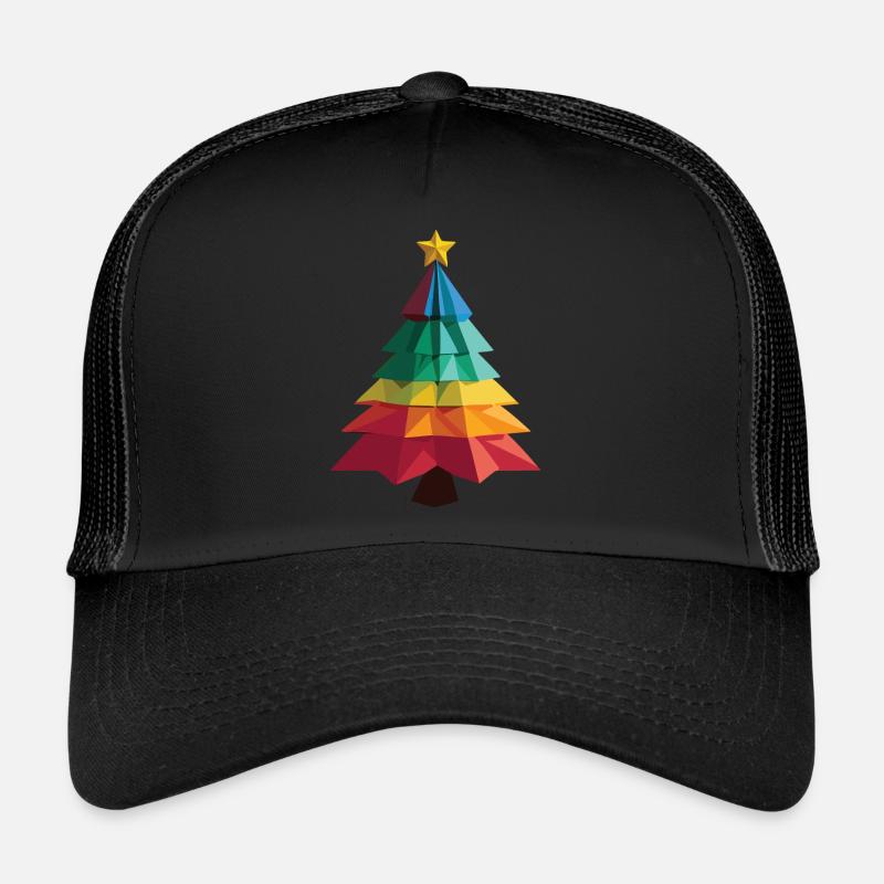 Sapin de Noël en Low Poly - Casquette trucker  - noir/noir