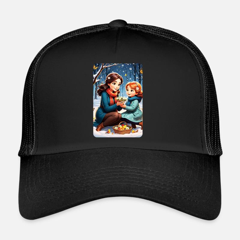 personalisiertes Design-Muttergeschenk - Trucker Cap - Schwarz/Schwarz