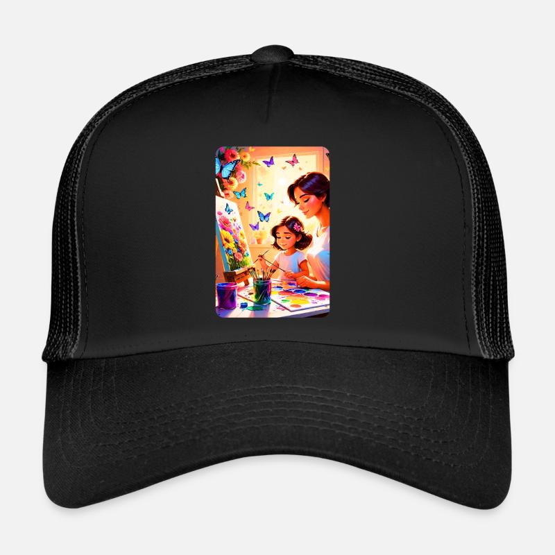 personalisiertes Design-Muttergeschenk - Trucker Cap - Schwarz/Schwarz