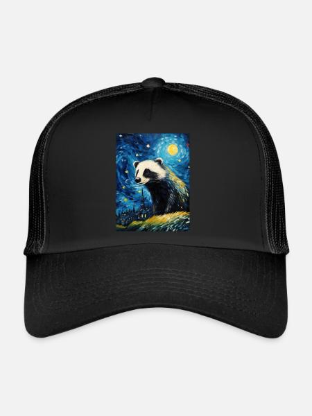 Dachs van gogh sternennacht - Trucker Cap - Schwarz/Schwarz