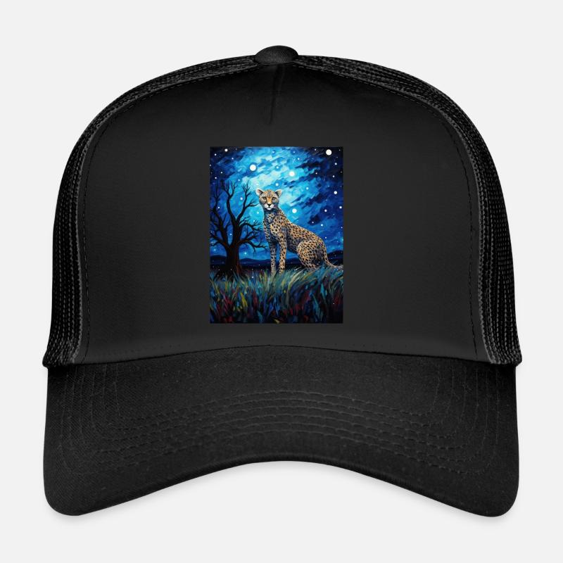 Guépard, Van Gogh, Nuit Étoilée, Animal Casquette trucker 