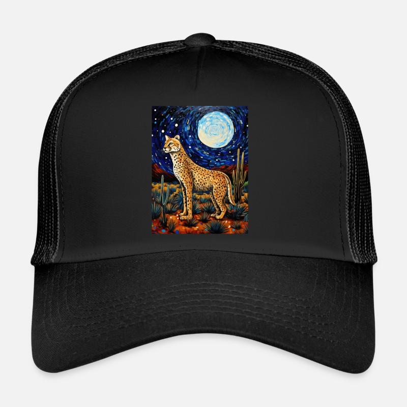 Guépard, Van Gogh, Nuit Étoilée, Animal Casquette trucker 