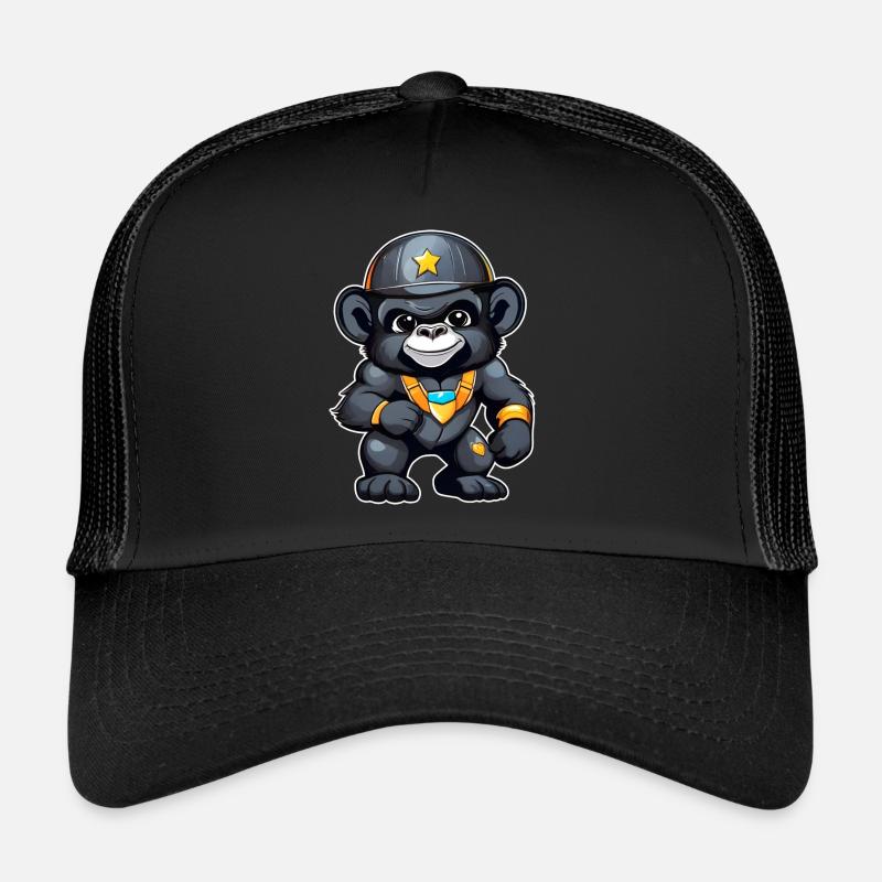 Niedlicher Gorilla - Trucker Cap - Schwarz/Schwarz